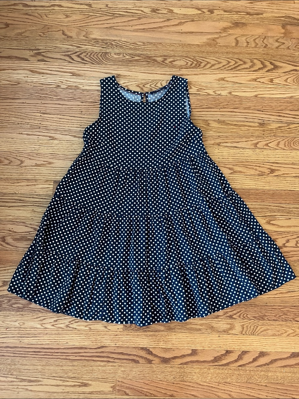 Tommy Hilfiger Navy Polka Dot Tiered Dress Medium Sleeveless Babydoll